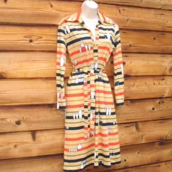 Vintage 60's Lanvin Cocktail Shirt Dress - Picture 3 of 8